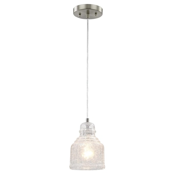 Westinghouse One-Light Indoor Mini Pendant Brushed Nkl, Clear Crackle Glass 6309200 - main
